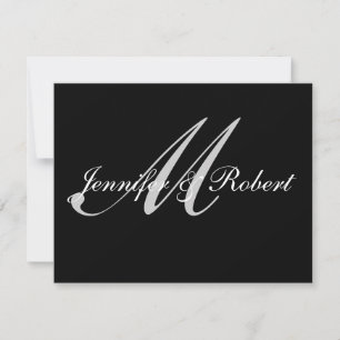 Silver Monogram auf Black Polka Dots UAWG RSVP Karte