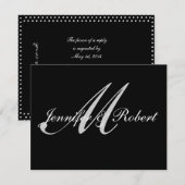 Silver Monogram auf Black Polka Dots UAWG RSVP Karte (Vorne/Hinten)