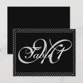 Silver Monogram auf Black Wedding Tischnummer (Vorne/Hinten)