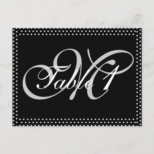 Silver Monogram auf Black Wedding Tischnummer (Vorderseite)