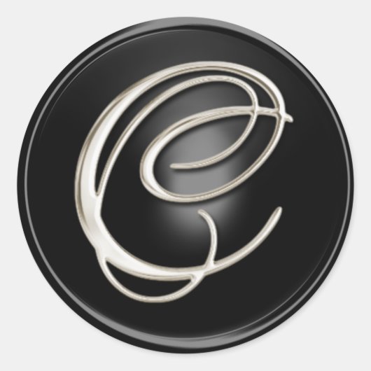 Silver Monogram C Umschlag Aufkleber (Vorderseite)