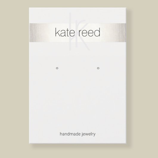 Silver Monogram Earring Display Business Card Visitenkarte