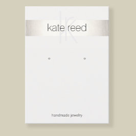 Silver Monogram Earring Display Business Card Visitenkarte