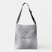 Silver monogram elegant modern tragetaschen mit langen trägern (Rückseite)