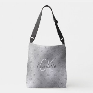 Silver monogram elegant modern tragetaschen mit langen trägern