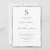 Silver Monogram Elegant Moderne Hochzeit Einladung (Vorderseite)