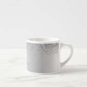 Silver Monogram Glitzer Sparkle Girly Script Espressotasse (Rechts)