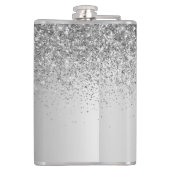 Silver Monogram Glitzer Sparkle Girly Script Flachmann (Rückseite)