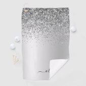 Silver Monogram Glitzer Sparkle Girly Script Golfhandtuch (Insitu)