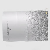 Silver Monogram Glitzer Sparkle Girly Script Golfhandtuch (Horizontal)