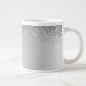 Silver Monogram Glitzer Sparkle Girly Script Jumbo-Tasse (Rechts)