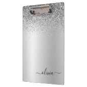 Silver Monogram Glitzer Sparkle Girly Script Klemmbrett (Links)