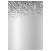Silver Monogram Glitzer Sparkle Girly Script Klemmbrett (Rückseite)
