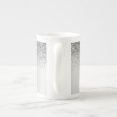 Silver Monogram Glitzer Sparkle Girly Script Porzellantasse (Rückseite)