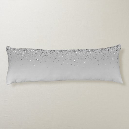 Silver Monogram Glitzer Sparkle Girly Script Seitenschläferkissen (Rückseite)