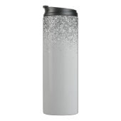 Silver Monogram Glitzer Sparkle Girly Script Thermosbecher (Nach rechts gedreht)