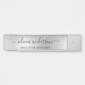 Silver Monogram Glitzer Sparkle Girly Script Türschild (Vorderseite )