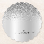 Silver Monogram Glitzer Sparkle Girly Script Untersetzer<br><div class="desc">Silberne Imitate belichten metallische Sparkle-Glitzer gebürstete Metal Monogram Name Paper Untersetzer. Dies macht den perfekten Abschluss,  Geburtstag,  Hochzeit,  Brautparty,  Jubiläum,  Babydusche oder Junggeselinnen-Abschied Geschenk für jemanden,  die Lieben glamourösen Luxus und schicke Stile.</div>