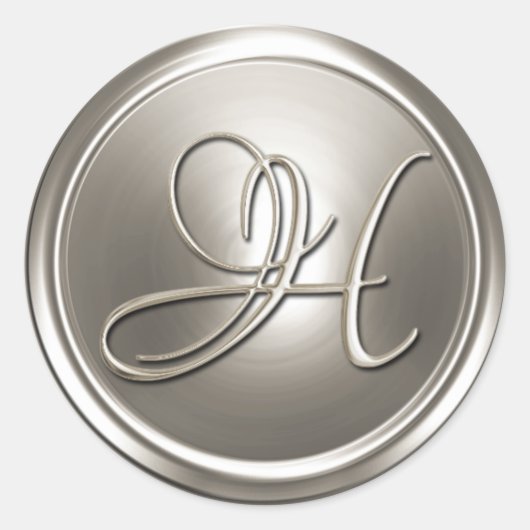 Silver Monogram H Umschlag Aufkleber (Vorderseite)
