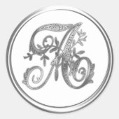 Silver Monogram Initial auf jedem Color-Umschlag A Runder Aufkleber (Vorderseite)