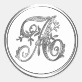 Silver Monogram Initial auf jedem Color-Umschlag A Runder Aufkleber