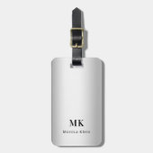 Silver Monogram Initialen elegant Gepäckanhänger (Vorderseite vertikal)