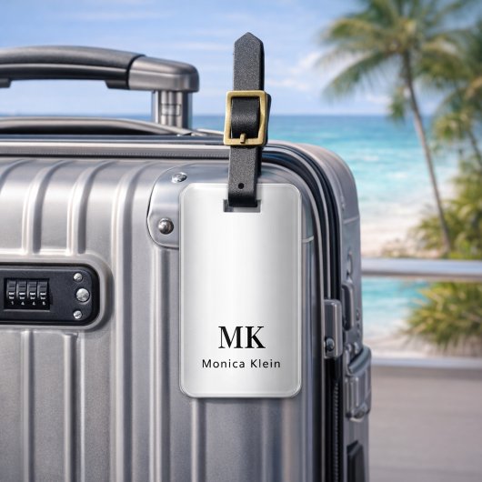 Silver Monogram Initialen elegant Gepäckanhänger