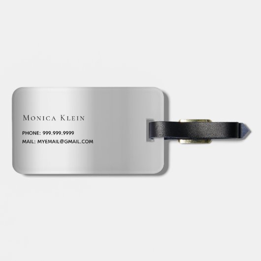 Silver Monogram Initialen elegant Gepäckanhänger (Rückseite horizontal)