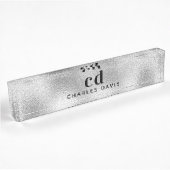 Silver Monogram Initialen minimalistisch modern Namensplakette