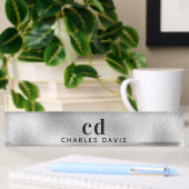 Silver Monogram Initialen minimalistisch modern Namensplakette