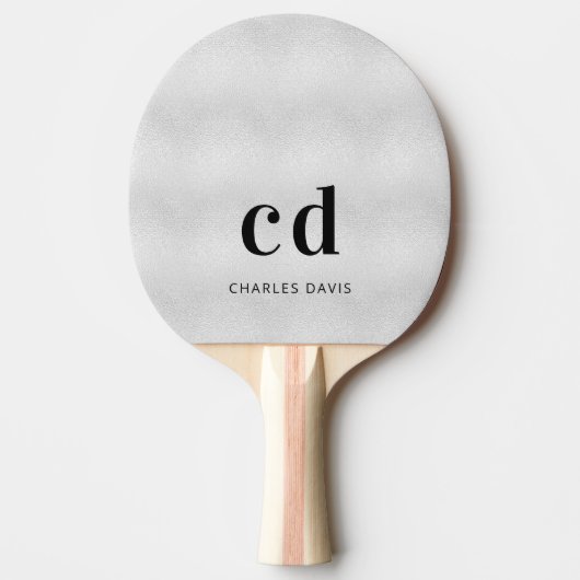 Silver Monogram-Inittits Name minimalistisch Tischtennis Schläger (Vorderseite)