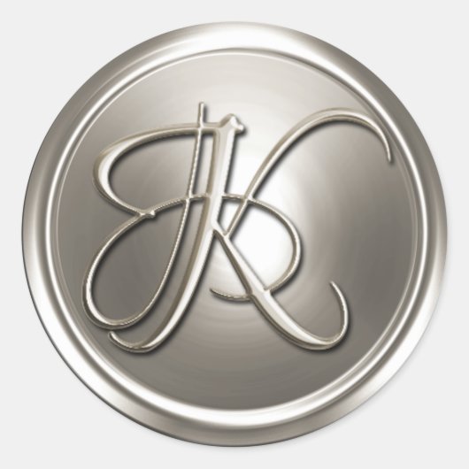 Silver Monogram K Umschlag Aufkleber (Vorderseite)