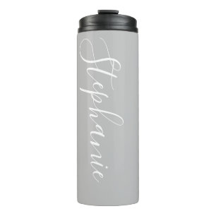 Silver Monogram Moderne Drehschrift Thermal Tumble Thermosbecher