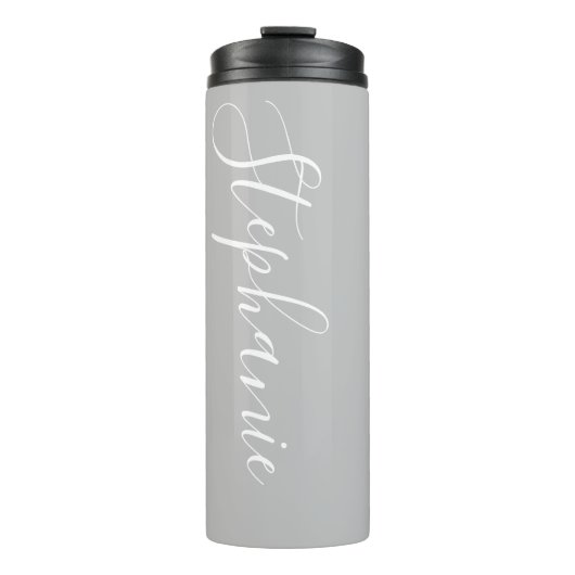 Silver Monogram Moderne Drehschrift Thermal Tumble Thermosbecher (Vorderseite)