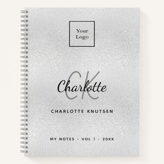 Silver Monogram, modernes Firmenlogo Notizblock (Vorderseite)