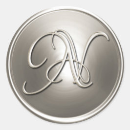 Silver Monogram N Umschlag Aufkleber