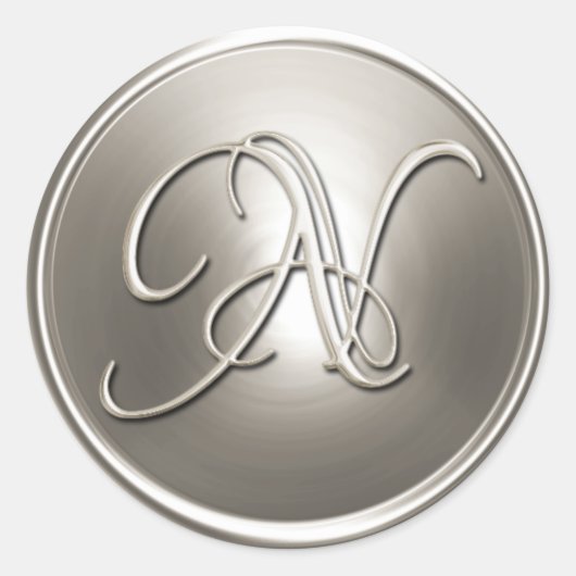 Silver Monogram N Umschlag Aufkleber (Vorderseite)