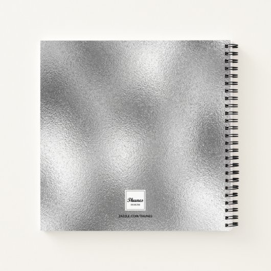 Silver Monogram Name Foto Skript Notizblock (Rückseite)