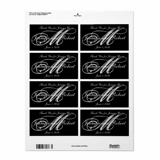 Silver Monogram on Black with Polka Dots Wedding (Vorne)