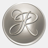 Silver Monogram R Umschlag Aufkleber (Vorderseite)