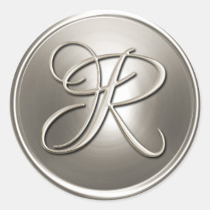 Silver Monogram R Umschlag Aufkleber