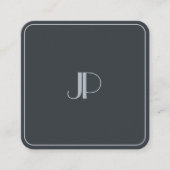 Silver Monogram Template Luxus Anthracite Grau Quadratische Visitenkarte (Vorderseite)
