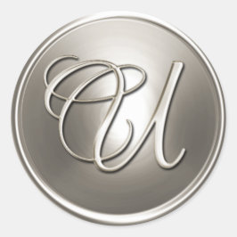 Silver Monogram U Umschlag Aufkleber