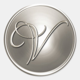 Silver Monogram V Umschlag Aufkleber