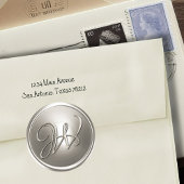 Silver Monogram W Umschlag Aufkleber