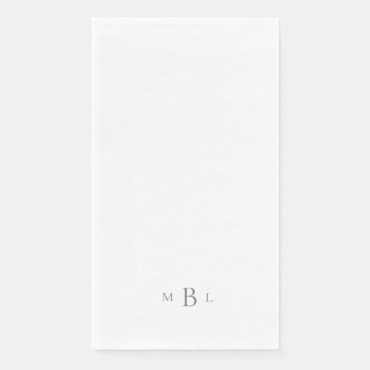 Silver Monogram White Elegant Wedding Serviette (Vorderseite)
