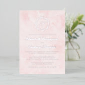Silver Monogram Wreath Script Blush Pink Wedding Folieneinladung (Stehend vorne)