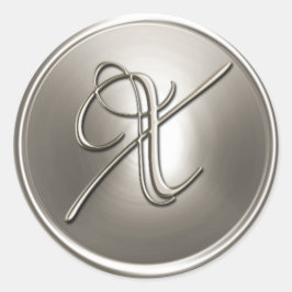 Silver Monogram X Umschlag Aufkleber