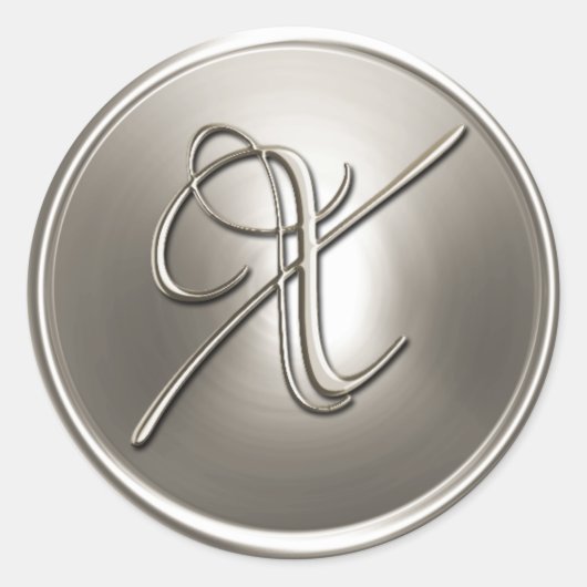 Silver Monogram X Umschlag Aufkleber (Vorderseite)