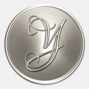 Silver Monogram Y Umschlag Aufkleber